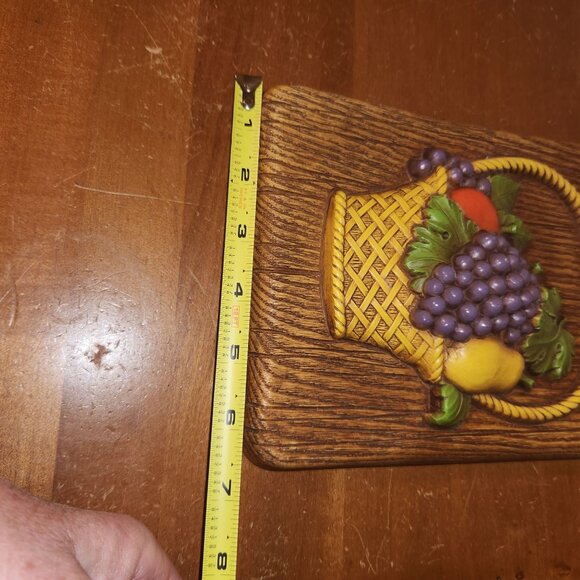 Vintage MCM Wall Hangings Set Flowers & Fruit Decor Plaques 9"x6" - Picture 5 of 5